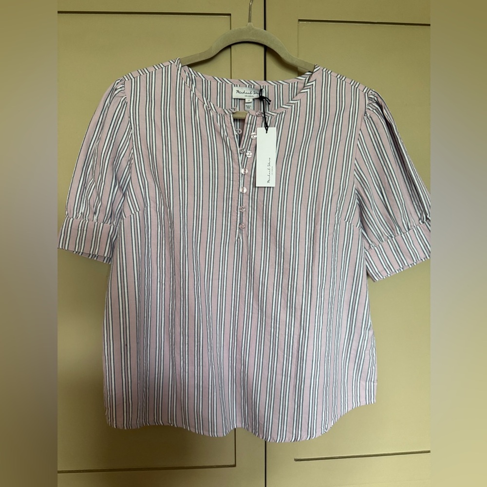 Michael Stars Pink and Black Striped Top